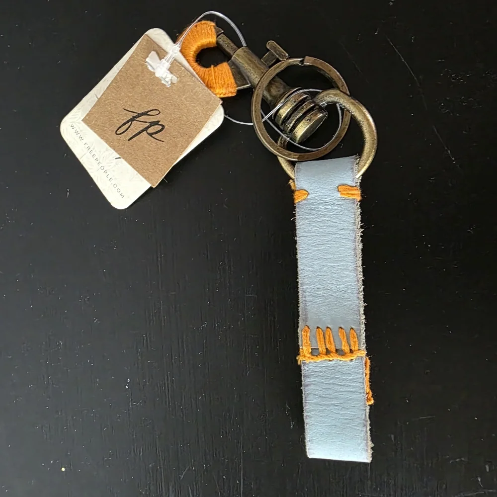 NEW Free People Leather Brass Keychain